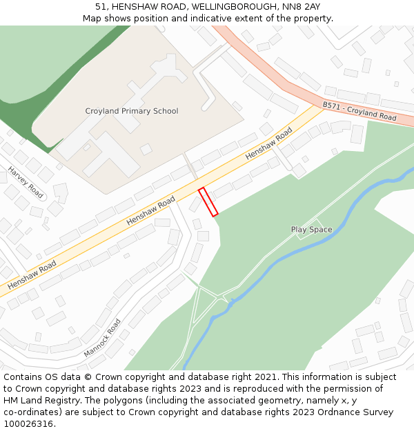 51, HENSHAW ROAD, WELLINGBOROUGH, NN8 2AY: Location map and indicative extent of plot