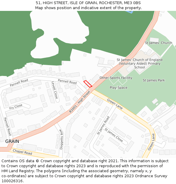 51, HIGH STREET, ISLE OF GRAIN, ROCHESTER, ME3 0BS: Location map and indicative extent of plot