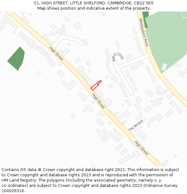 51, HIGH STREET, LITTLE SHELFORD, CAMBRIDGE, CB22 5ES: Location map and indicative extent of plot