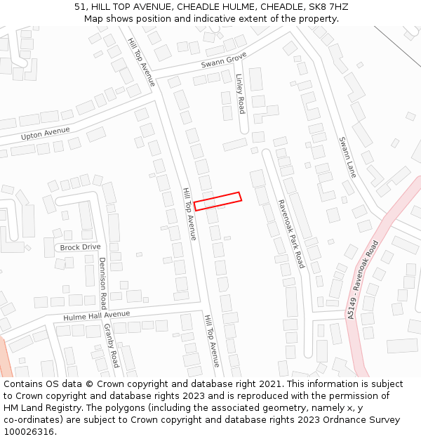 51, HILL TOP AVENUE, CHEADLE HULME, CHEADLE, SK8 7HZ: Location map and indicative extent of plot