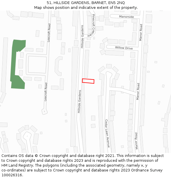 51, HILLSIDE GARDENS, BARNET, EN5 2NQ: Location map and indicative extent of plot