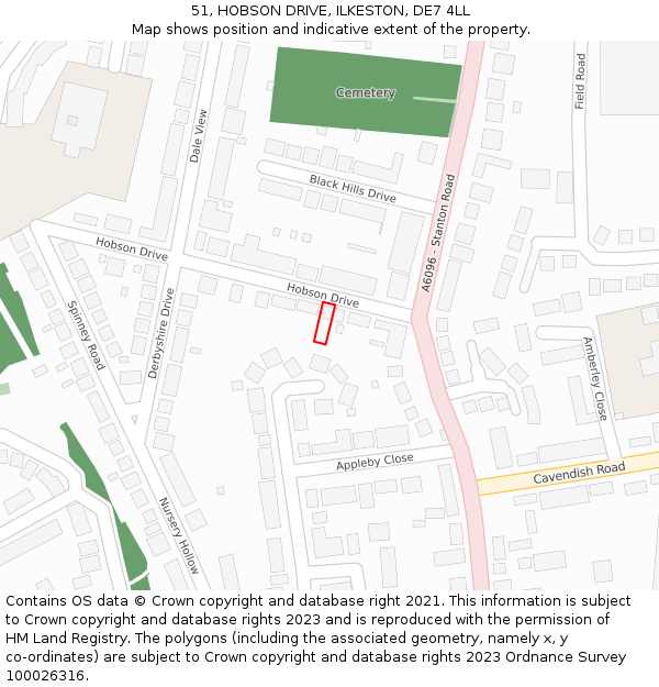 51, HOBSON DRIVE, ILKESTON, DE7 4LL: Location map and indicative extent of plot