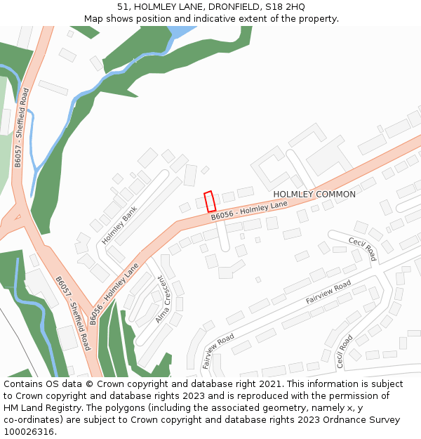 51, HOLMLEY LANE, DRONFIELD, S18 2HQ: Location map and indicative extent of plot