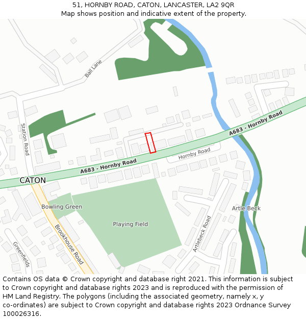 51, HORNBY ROAD, CATON, LANCASTER, LA2 9QR: Location map and indicative extent of plot