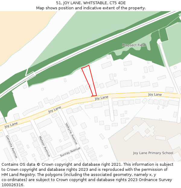 51, JOY LANE, WHITSTABLE, CT5 4DE: Location map and indicative extent of plot