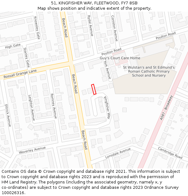 51, KINGFISHER WAY, FLEETWOOD, FY7 8SB: Location map and indicative extent of plot