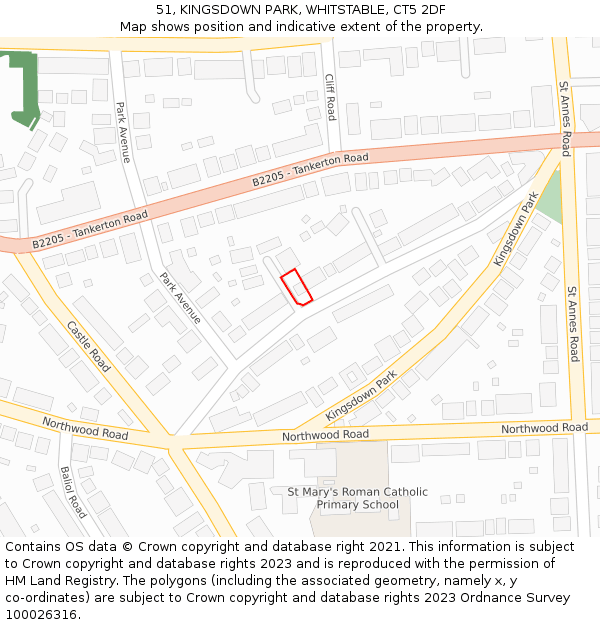 51, KINGSDOWN PARK, WHITSTABLE, CT5 2DF: Location map and indicative extent of plot