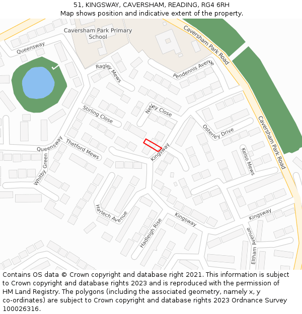 51, KINGSWAY, CAVERSHAM, READING, RG4 6RH: Location map and indicative extent of plot