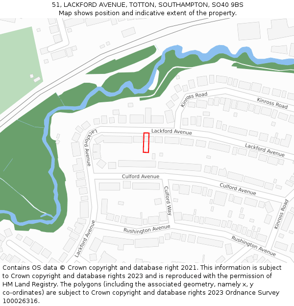 51, LACKFORD AVENUE, TOTTON, SOUTHAMPTON, SO40 9BS: Location map and indicative extent of plot