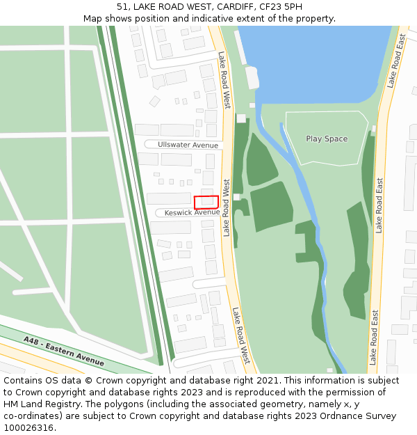 51, LAKE ROAD WEST, CARDIFF, CF23 5PH: Location map and indicative extent of plot