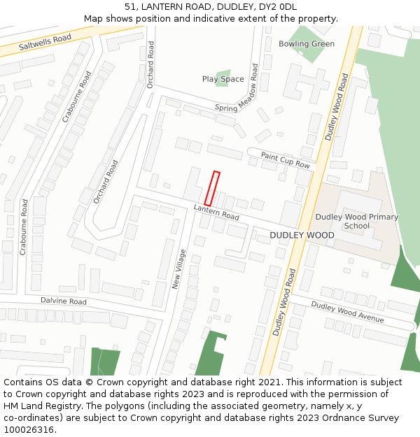 51, LANTERN ROAD, DUDLEY, DY2 0DL: Location map and indicative extent of plot