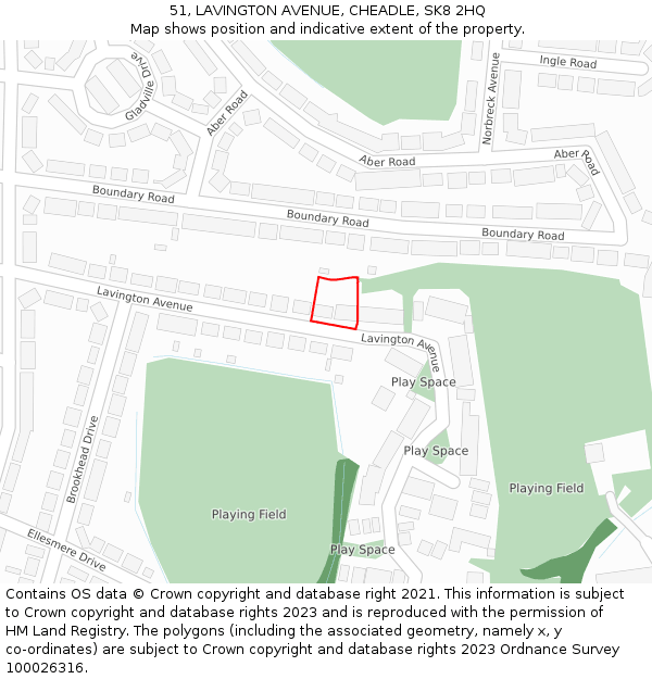 51, LAVINGTON AVENUE, CHEADLE, SK8 2HQ: Location map and indicative extent of plot