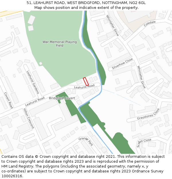 51, LEAHURST ROAD, WEST BRIDGFORD, NOTTINGHAM, NG2 6GL: Location map and indicative extent of plot