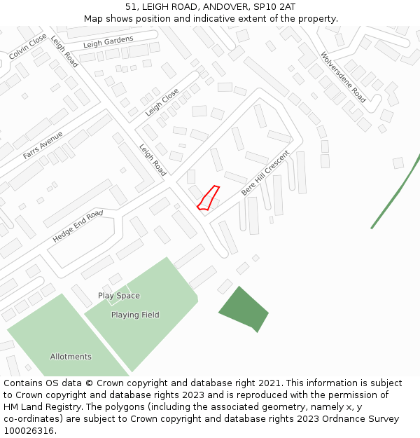 51, LEIGH ROAD, ANDOVER, SP10 2AT: Location map and indicative extent of plot