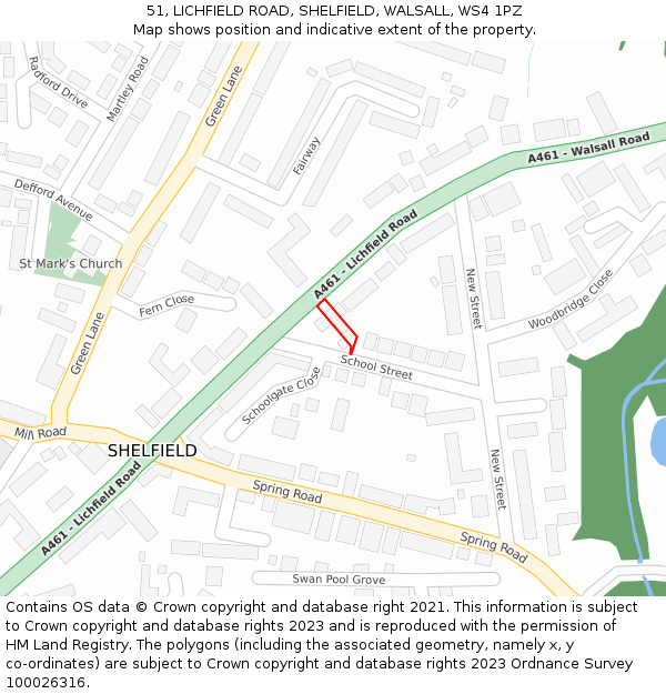 51, LICHFIELD ROAD, SHELFIELD, WALSALL, WS4 1PZ: Location map and indicative extent of plot