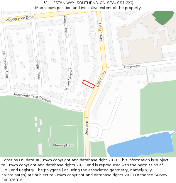 51, LIFSTAN WAY, SOUTHEND-ON-SEA, SS1 2XQ: Location map and indicative extent of plot