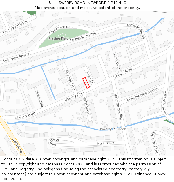 51, LISWERRY ROAD, NEWPORT, NP19 4LG: Location map and indicative extent of plot