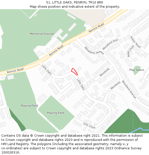 51, LITTLE OAKS, PENRYN, TR10 8RX: Location map and indicative extent of plot