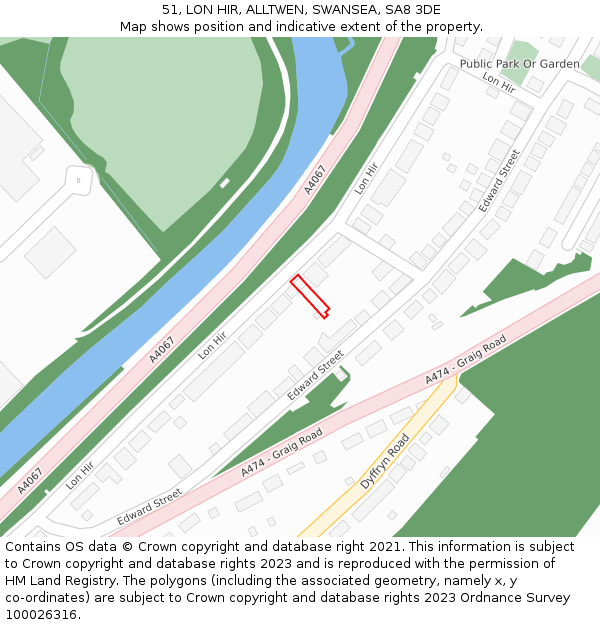 51, LON HIR, ALLTWEN, SWANSEA, SA8 3DE: Location map and indicative extent of plot