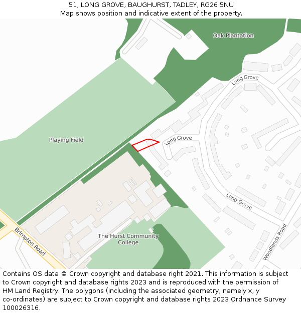 51, LONG GROVE, BAUGHURST, TADLEY, RG26 5NU: Location map and indicative extent of plot