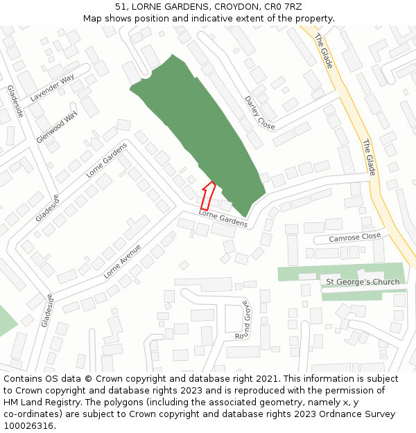 51, LORNE GARDENS, CROYDON, CR0 7RZ: Location map and indicative extent of plot
