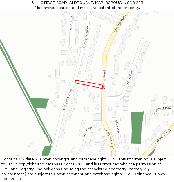 51, LOTTAGE ROAD, ALDBOURNE, MARLBOROUGH, SN8 2EB: Location map and indicative extent of plot