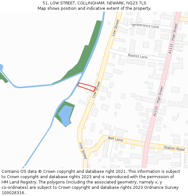 51, LOW STREET, COLLINGHAM, NEWARK, NG23 7LS: Location map and indicative extent of plot