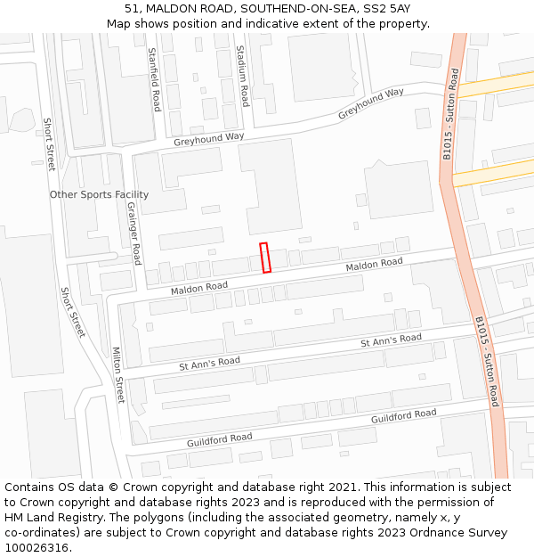 51, MALDON ROAD, SOUTHEND-ON-SEA, SS2 5AY: Location map and indicative extent of plot