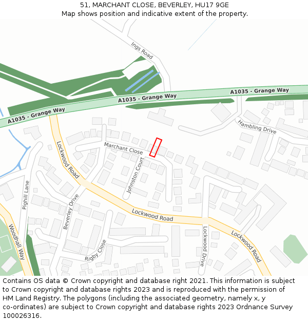 51, MARCHANT CLOSE, BEVERLEY, HU17 9GE: Location map and indicative extent of plot