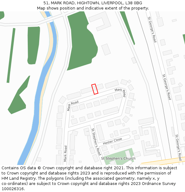 51, MARK ROAD, HIGHTOWN, LIVERPOOL, L38 0BG: Location map and indicative extent of plot