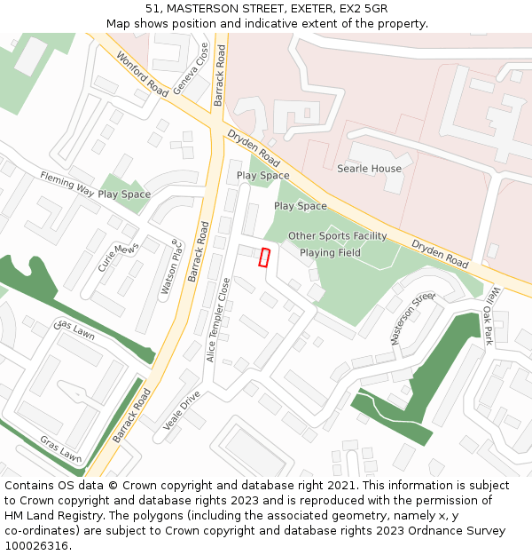 51, MASTERSON STREET, EXETER, EX2 5GR: Location map and indicative extent of plot