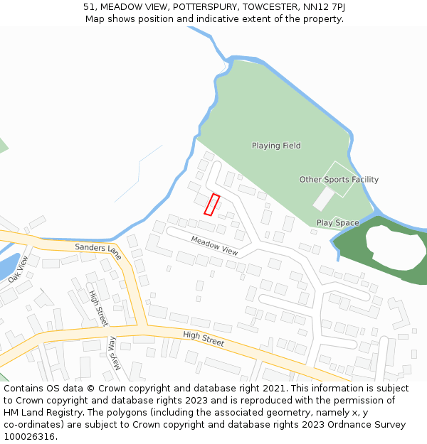 51, MEADOW VIEW, POTTERSPURY, TOWCESTER, NN12 7PJ: Location map and indicative extent of plot