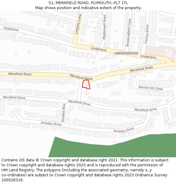 51, MERAFIELD ROAD, PLYMOUTH, PL7 1TL: Location map and indicative extent of plot