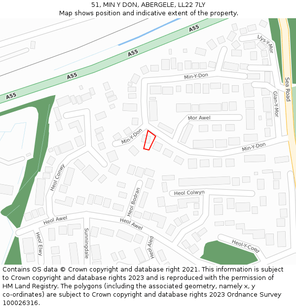 51, MIN Y DON, ABERGELE, LL22 7LY: Location map and indicative extent of plot