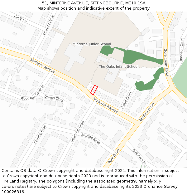 51, MINTERNE AVENUE, SITTINGBOURNE, ME10 1SA: Location map and indicative extent of plot