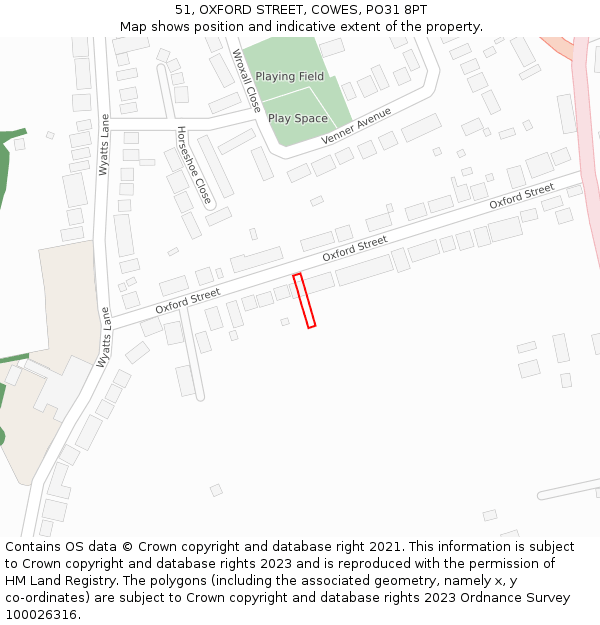 51, OXFORD STREET, COWES, PO31 8PT: Location map and indicative extent of plot