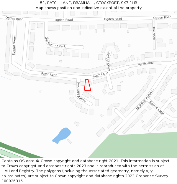 51, PATCH LANE, BRAMHALL, STOCKPORT, SK7 1HR: Location map and indicative extent of plot