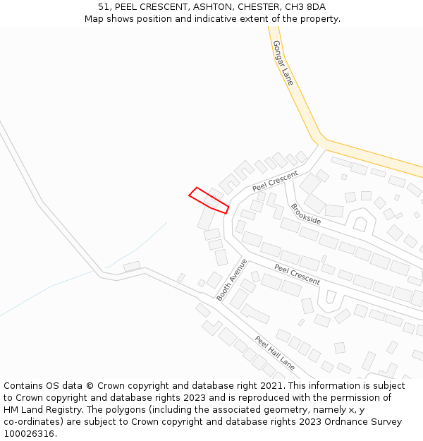 51, PEEL CRESCENT, ASHTON, CHESTER, CH3 8DA: Location map and indicative extent of plot