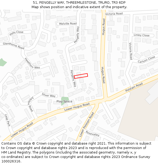51, PENGELLY WAY, THREEMILESTONE, TRURO, TR3 6DP: Location map and indicative extent of plot
