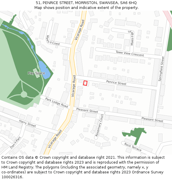 51, PENRICE STREET, MORRISTON, SWANSEA, SA6 6HQ: Location map and indicative extent of plot