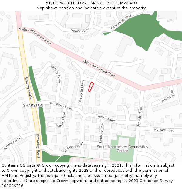 51, PETWORTH CLOSE, MANCHESTER, M22 4YQ: Location map and indicative extent of plot