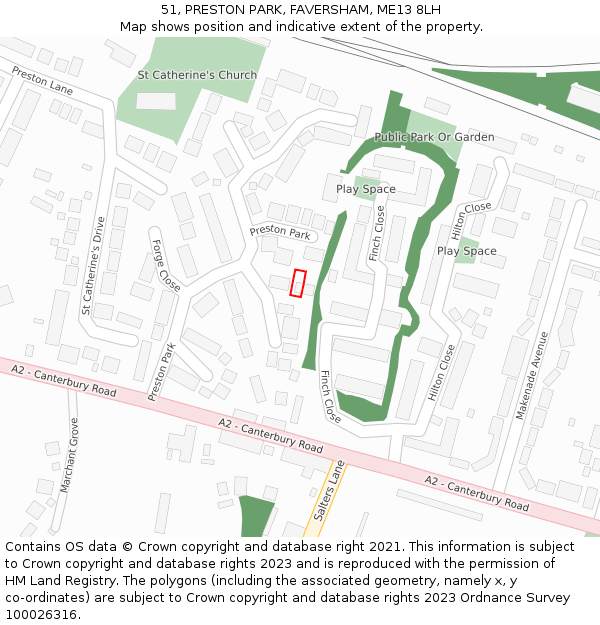 51, PRESTON PARK, FAVERSHAM, ME13 8LH: Location map and indicative extent of plot