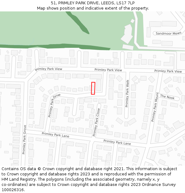 51, PRIMLEY PARK DRIVE, LEEDS, LS17 7LP: Location map and indicative extent of plot