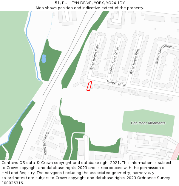 51, PULLEYN DRIVE, YORK, YO24 1DY: Location map and indicative extent of plot