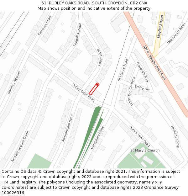 51, PURLEY OAKS ROAD, SOUTH CROYDON, CR2 0NX: Location map and indicative extent of plot