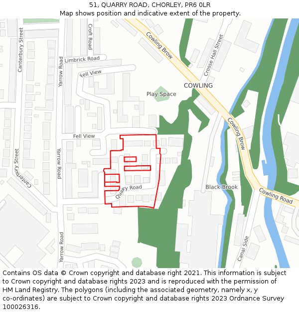 51, QUARRY ROAD, CHORLEY, PR6 0LR: Location map and indicative extent of plot