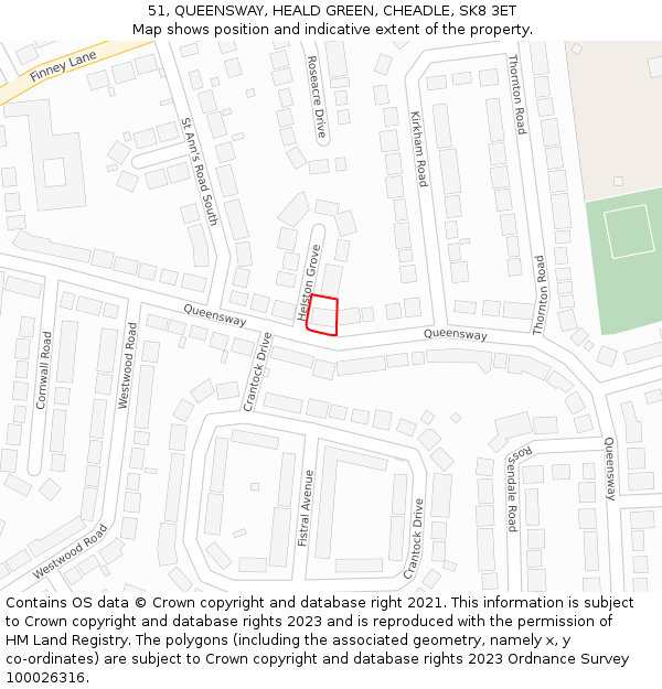 51, QUEENSWAY, HEALD GREEN, CHEADLE, SK8 3ET: Location map and indicative extent of plot