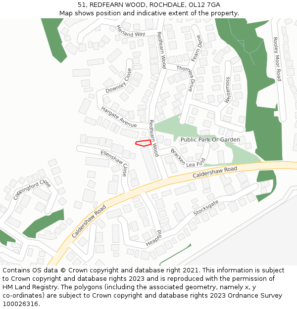 51, REDFEARN WOOD, ROCHDALE, OL12 7GA: Location map and indicative extent of plot