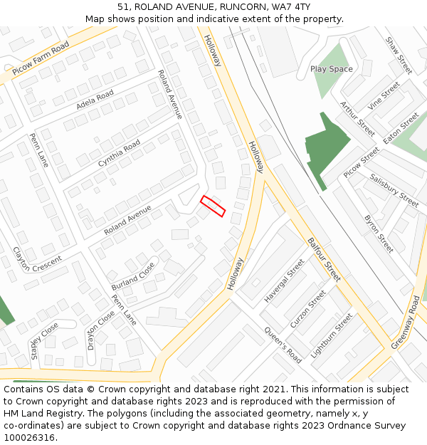 51, ROLAND AVENUE, RUNCORN, WA7 4TY: Location map and indicative extent of plot