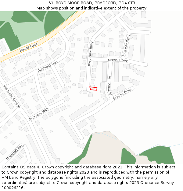 51, ROYD MOOR ROAD, BRADFORD, BD4 0TR: Location map and indicative extent of plot